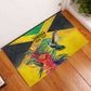 Personalized Black Jamaicans Hummingbird Rubber Doormat Tropical Flowers Grunge Flag - African Pride