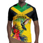 Personalized Black Jamaicans Hummingbird Rugby Jersey Tropical Flowers Grunge Flag - African Pride