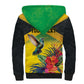 Personalized Black Jamaicans Hummingbird Sherpa Hoodie Tropical Flowers Grunge Flag - African Pride