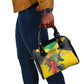 Personalized Black Jamaicans Hummingbird Shoulder Handbag Tropical Flowers Grunge Flag - African Pride