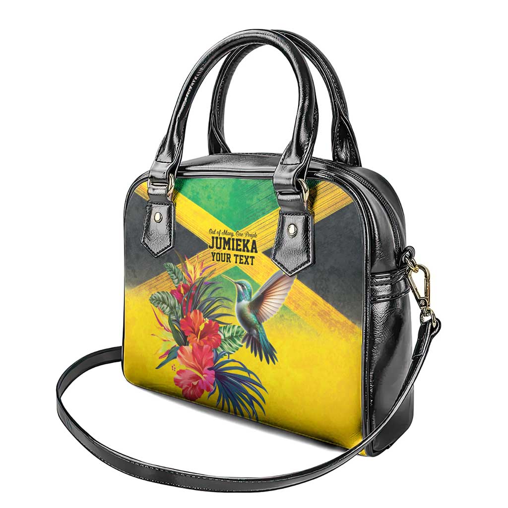Personalized Black Jamaicans Hummingbird Shoulder Handbag Tropical Flowers Grunge Flag - African Pride