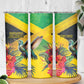 Personalized Black Jamaicans Hummingbird Skinny Tumbler Tropical Flowers Grunge Flag - African Pride