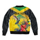 Personalized Black Jamaicans Hummingbird Sleeve Zip Bomber Jacket Tropical Flowers Grunge Flag - African Pride
