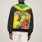 Personalized Black Jamaicans Hummingbird Sleeve Zip Bomber Jacket Tropical Flowers Grunge Flag - African Pride