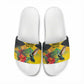 Personalized Black Jamaicans Hummingbird Slide Sandals Tropical Flowers Grunge Flag