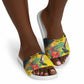 Personalized Black Jamaicans Hummingbird Slide Sandals Tropical Flowers Grunge Flag