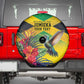 Personalized Black Jamaicans Hummingbird Spare Tire Cover Tropical Flowers Grunge Flag - African Pride