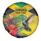 Personalized Black Jamaicans Hummingbird Spare Tire Cover Tropical Flowers Grunge Flag - African Pride