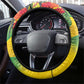 Black Jamaicans Hummingbird Steering Wheel Cover Tropical Flowers Grunge Flag - African Pride