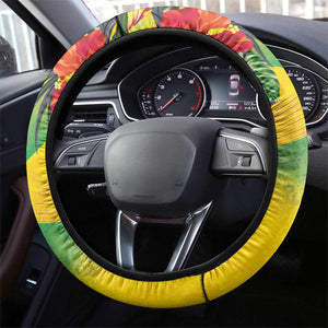 Black Jamaicans Hummingbird Steering Wheel Cover Tropical Flowers Grunge Flag - African Pride