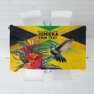 Personalized Black Jamaicans Hummingbird Tablecloth Tropical Flowers Grunge Flag - African Pride