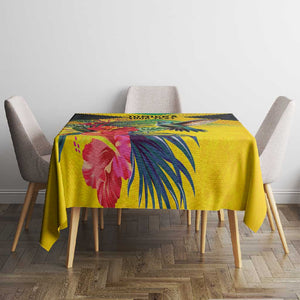 Personalized Black Jamaicans Hummingbird Tablecloth Tropical Flowers Grunge Flag - African Pride