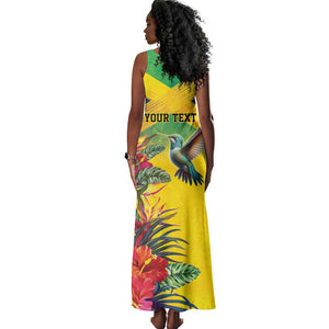Personalized Black Jamaicans Hummingbird Tank Maxi Dress Tropical Flowers Grunge Flag - African Pride