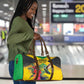 Personalized Black Jamaicans Hummingbird Travel Bag Tropical Flowers Grunge Flag