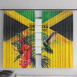 Personalized Black Jamaicans Hummingbird Window Curtain Tropical Flowers Grunge Flag - African Pride