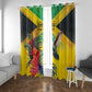 Personalized Black Jamaicans Hummingbird Window Curtain Tropical Flowers Grunge Flag - African Pride