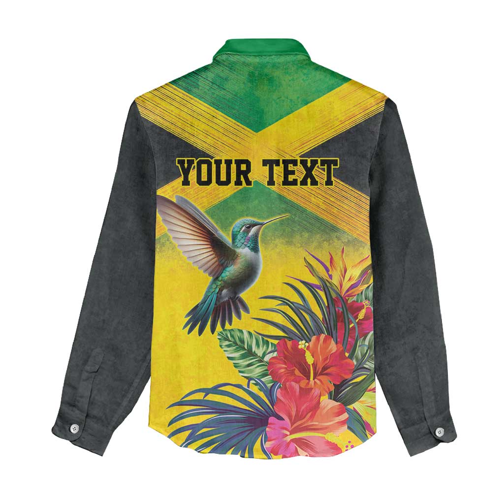 Personalized Black Jamaicans Hummingbird Women Casual Shirt Tropical Flowers Grunge Flag - African Pride