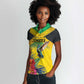 Personalized Black Jamaicans Hummingbird Women Polo Shirt Tropical Flowers Grunge Flag - African Pride