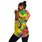 Personalized Black Jamaicans Hummingbird Women Racerback Tank Tropical Flowers Grunge Flag - African Pride