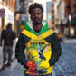 Personalized Black Jamaicans Hummingbird Zip Hoodie Tropical Flowers Grunge Flag - African Pride