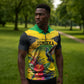 Personalized Black Jamaicans Hummingbird Zipper Polo Shirt Tropical Flowers Grunge Flag