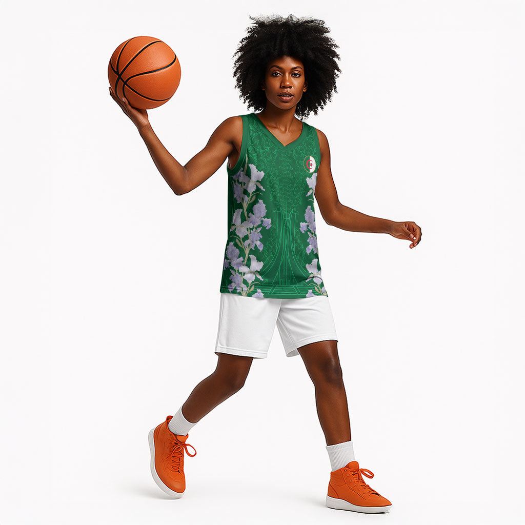 Custom Algeria Iris Floral Green Basketball Jersey Africa Women’s Football Champion Series 2026