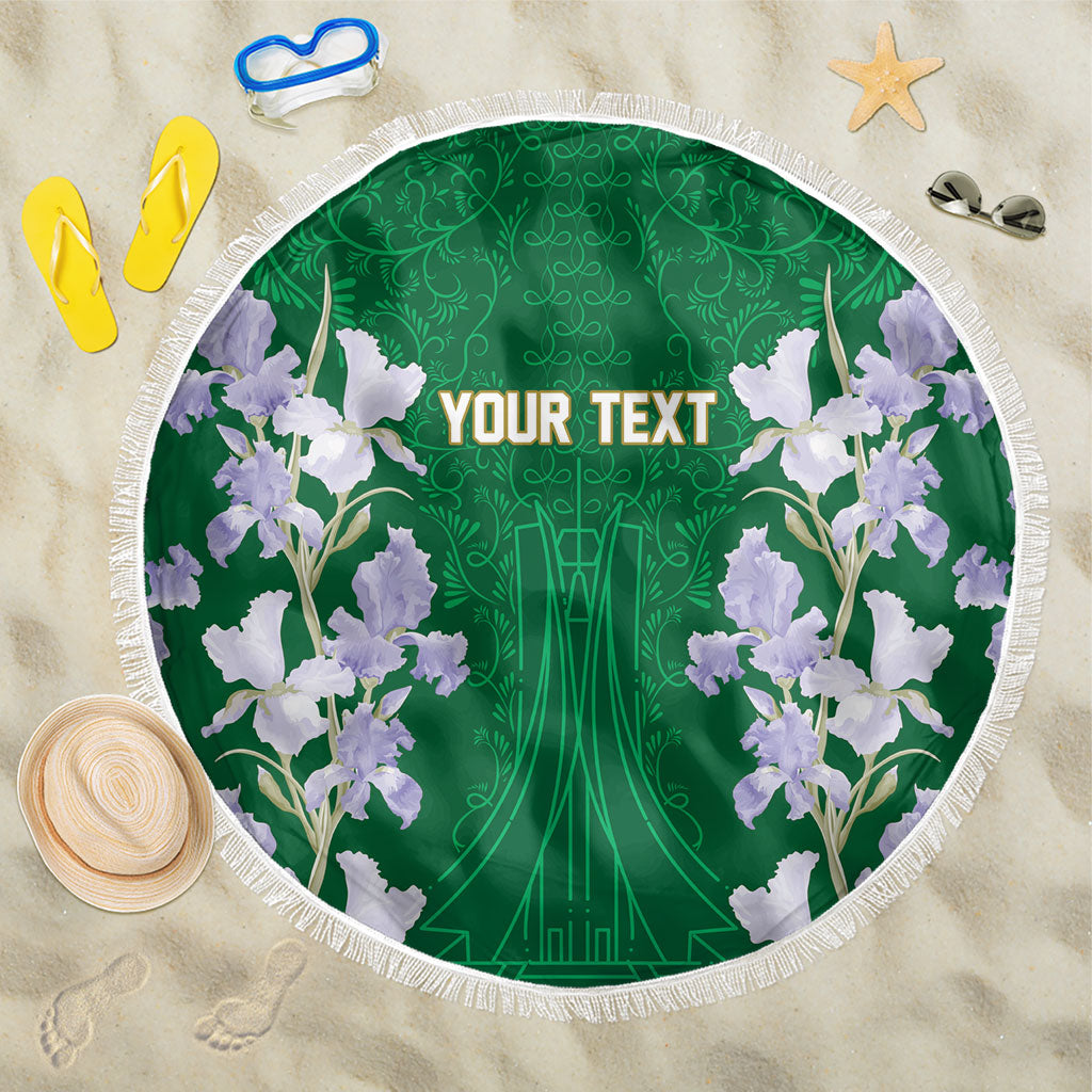 Custom Algeria Iris Floral Green Beach Blanket Africa Women’s Football Champion Series 2026