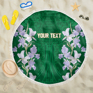 Custom Algeria Iris Floral Green Beach Blanket Africa Women’s Football Champion Series 2026