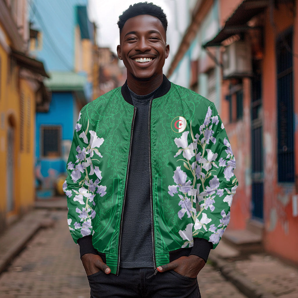 Custom Algeria Iris Floral Green Bomber Jacket Africa Women’s Football Champion Series 2026