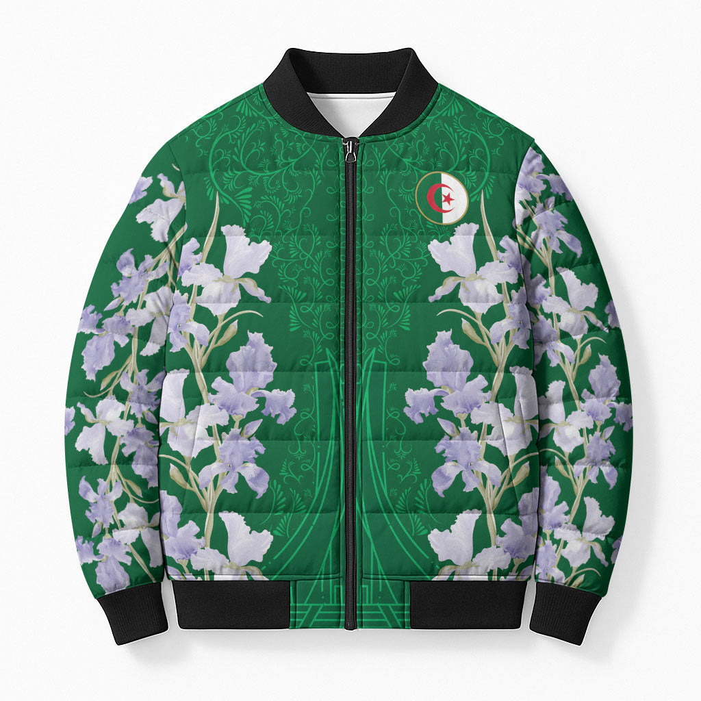 Custom Algeria Iris Floral Green Bomber Puffer Jacket Africa Women’s Football Champion Series 2026