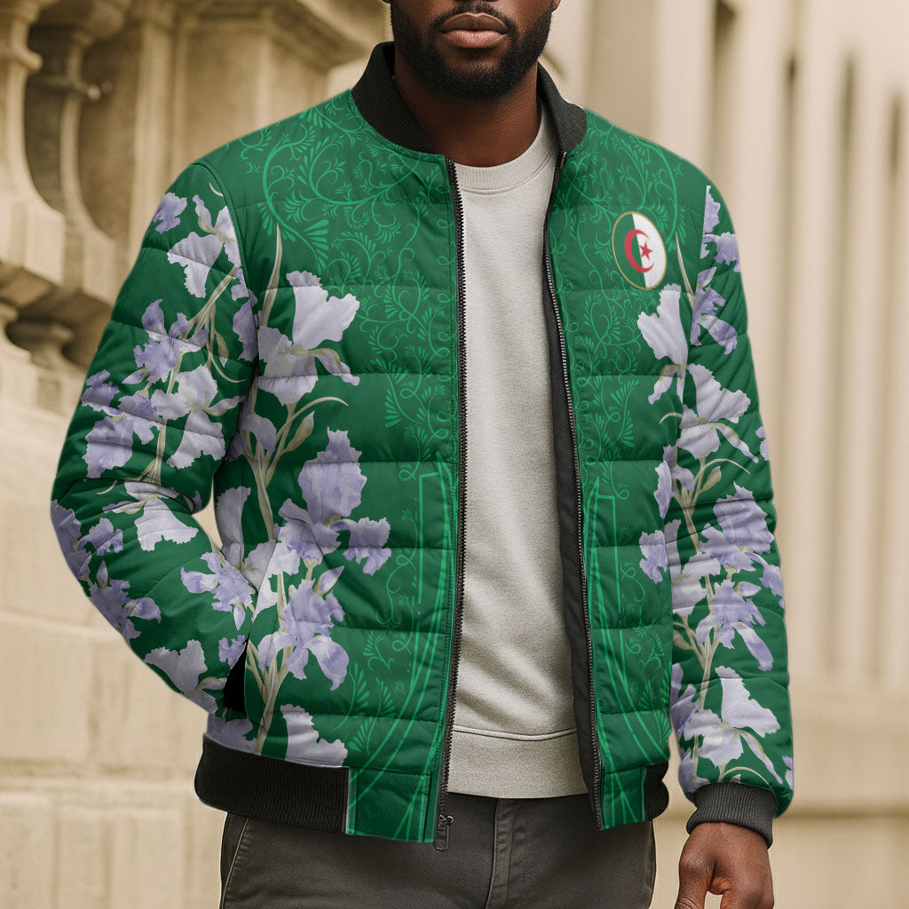 Custom Algeria Iris Floral Green Bomber Puffer Jacket Africa Women’s Football Champion Series 2026