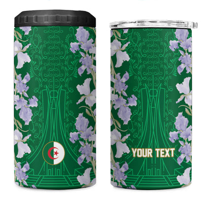 Custom Algeria Iris Floral Green 4 in 1 Can Cooler Tumbler Africa Women’s Football Champion Series 2026
