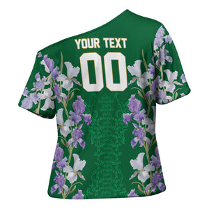 Custom Algeria Iris Floral Green Cross Shoulder Shirt Africa Women’s Football Champion Series 2026