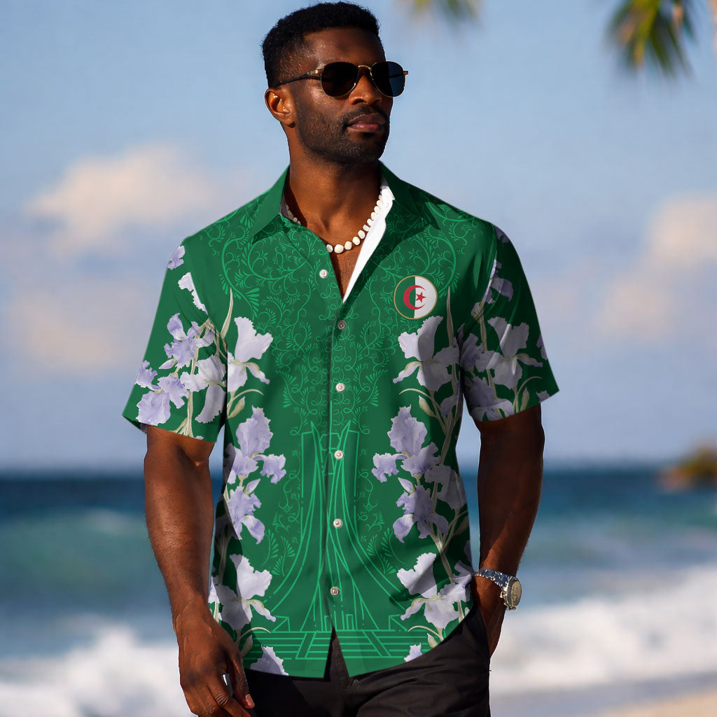 Custom Algeria Iris Floral Green Hawaiian Shirt Africa Women’s Football Champion Series 2026