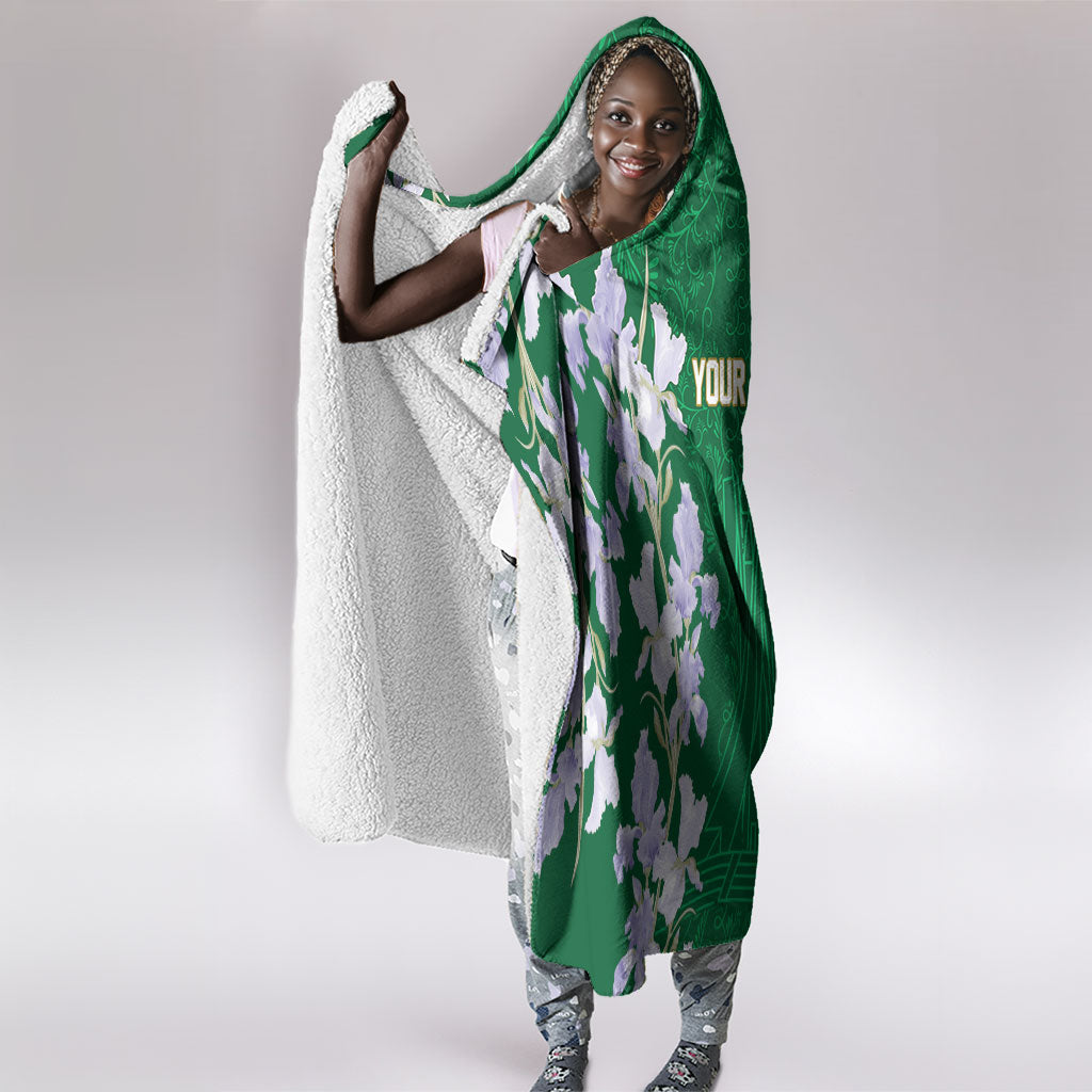 Custom Algeria Iris Floral Green Hooded Blanket Africa Women’s Football Champion Series 2026