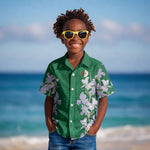 Custom Algeria Iris Floral Green Kid Hawaiian Shirt Africa Women’s Football Champion Series 2026