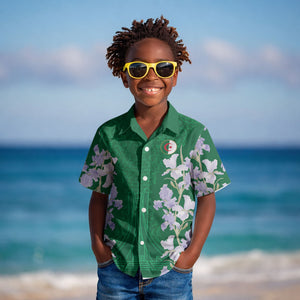 Custom Algeria Iris Floral Green Kid Hawaiian Shirt Africa Women’s Football Champion Series 2026
