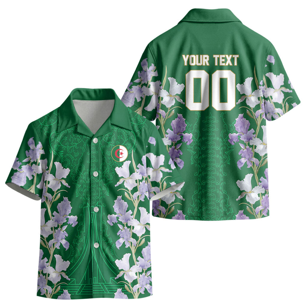 Custom Algeria Iris Floral Green Kid Hawaiian Shirt Africa Women’s Football Champion Series 2026
