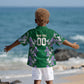 Custom Algeria Iris Floral Green Kid Hawaiian Shirt Africa Women’s Football Champion Series 2026