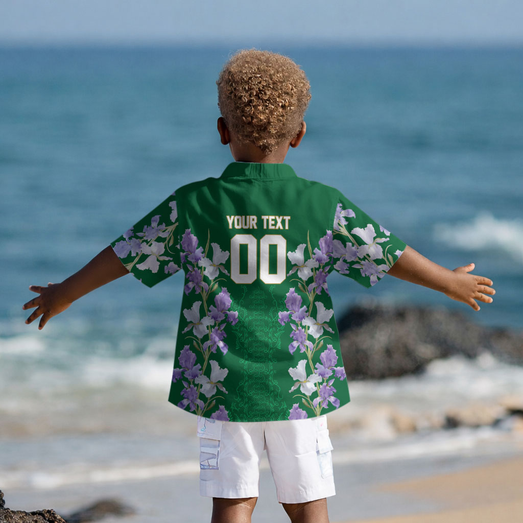 Custom Algeria Iris Floral Green Kid Hawaiian Shirt Africa Women’s Football Champion Series 2026