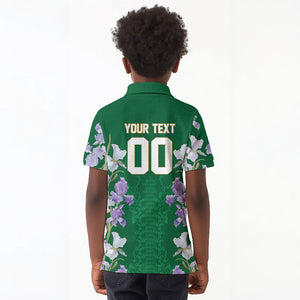 Custom Algeria Iris Floral Green Kid Polo Shirt Africa Women’s Football Champion Series 2026