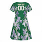 Custom Algeria Iris Floral Green Kid Short Sleeve Dress Africa Women’s Football Champion Series 2026