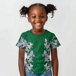 Custom Algeria Iris Floral Green Kid T shirt Africa Women’s Football Champion Series 2026
