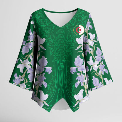 Custom Algeria Iris Floral Green Kimono Sleeve Blouse Africa Women’s Football Champion Series 2026