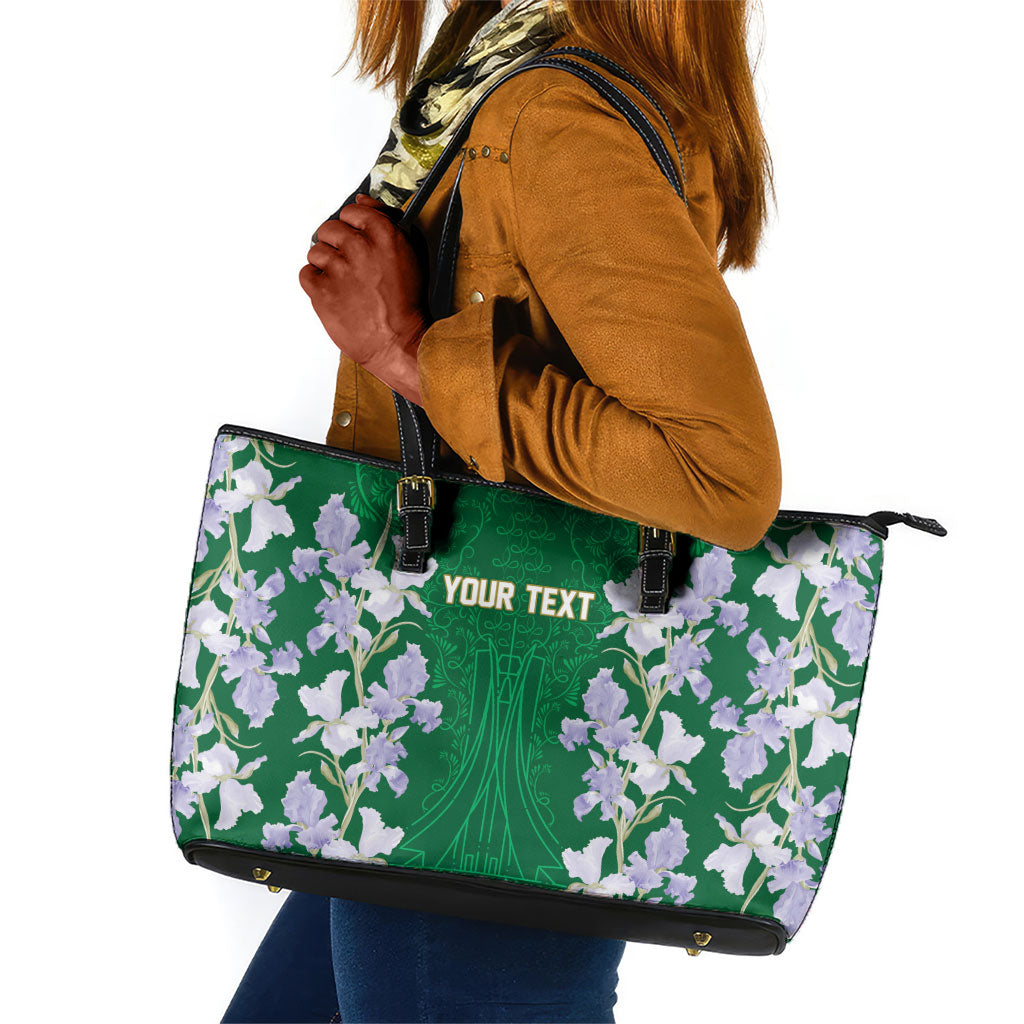 Custom Algeria Iris Floral Green Leather Tote Bag Africa Women’s Football Champion Series 2026