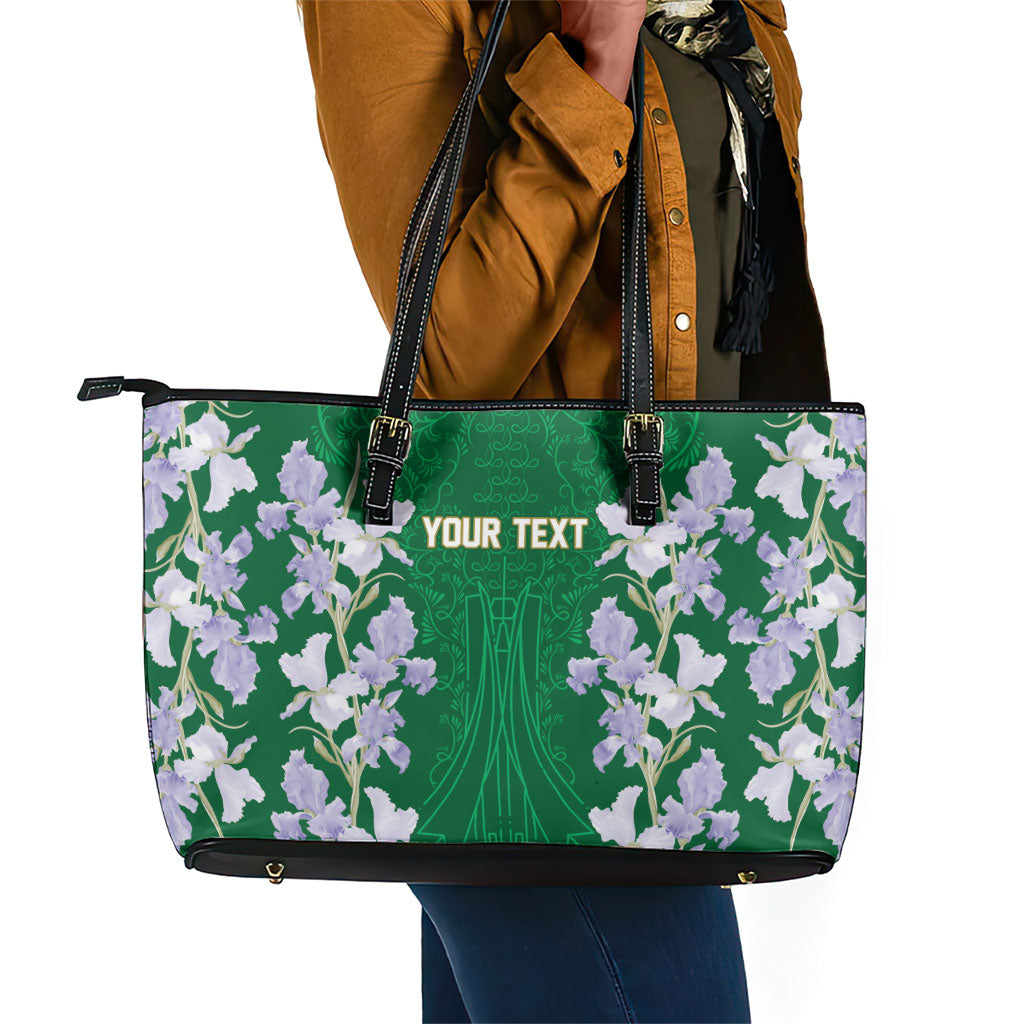 Custom Algeria Iris Floral Green Leather Tote Bag Africa Women’s Football Champion Series 2026