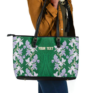 Custom Algeria Iris Floral Green Leather Tote Bag Africa Women’s Football Champion Series 2026