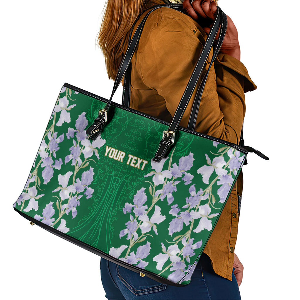Custom Algeria Iris Floral Green Leather Tote Bag Africa Women’s Football Champion Series 2026