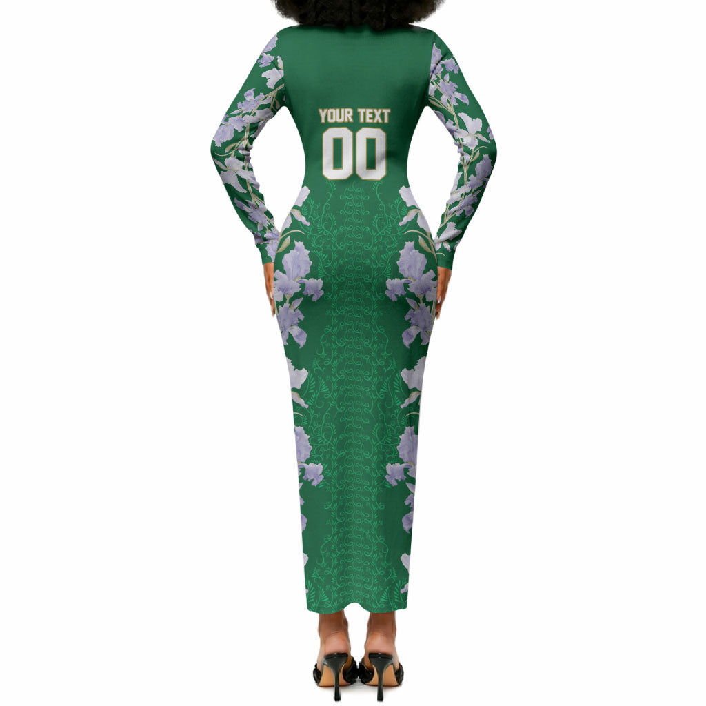 Custom Algeria Iris Floral Green Long Sleeve Bodycon Dress Africa Women’s Football Champion Series 2026
