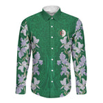 Custom Algeria Iris Floral Green Long Sleeve Button Shirt Africa Women’s Football Champion Series 2026